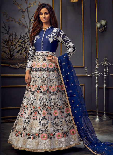 Buy Grey Colore Designer Pakistani Style Gown Maxi Dress Wedding Dress  Pakistani Style Dress Embroidery Work Gown Bollywood Style Anarkali Gown  Online in India … | Party wear long gowns, Gown party